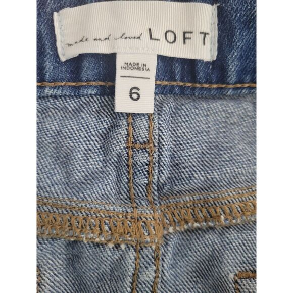 Loft Skirt 6 Womens Mid Length Medium Wash Buttonfly Pockets Summer Denim - Picture 7 of 8